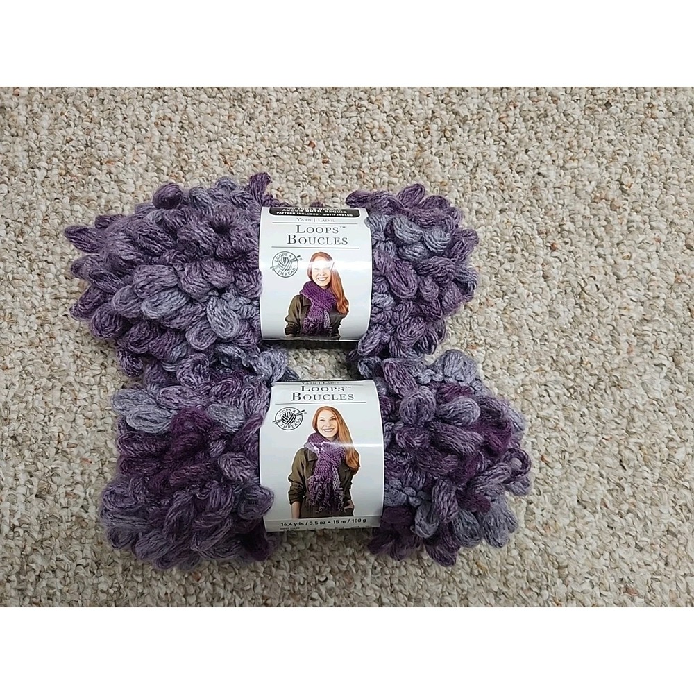 Loops & Threads Loops Boucles Yarn Purple Aubergine Lot of 2 LPS-08 Super Bulky